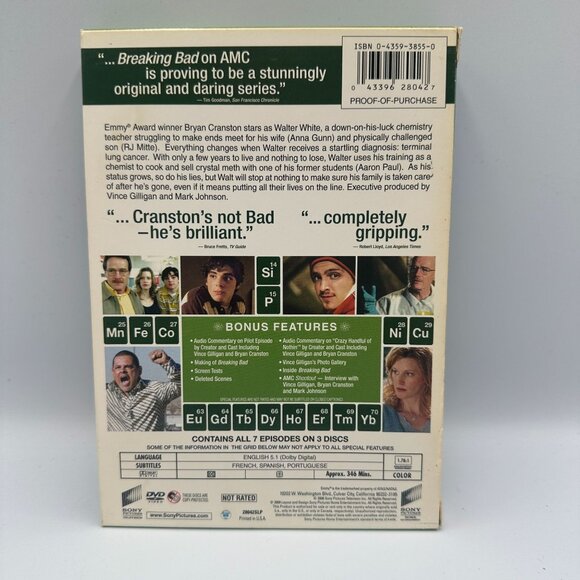 Breaking Bad The Complete First Season DVD 2008 Bryan Cranston AMC NR Series - Picture 2 of 3